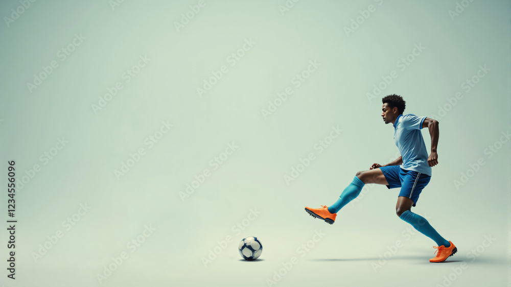 Dynamic Soccer Player Kicking a Ball in Action Dynamic Soccer Player Kicking a Ball in Action