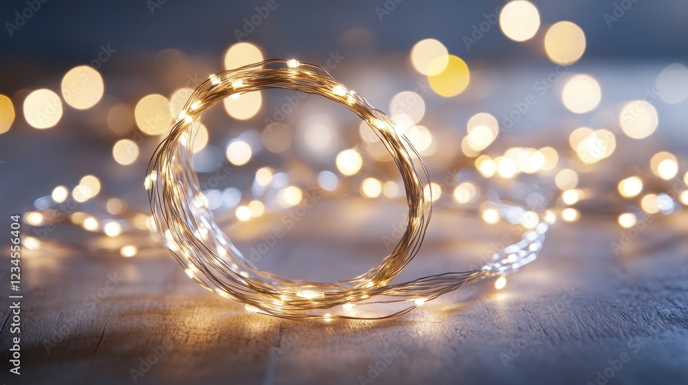 Twinkling fairy lights in a circular arrangement, creating a warm ambiance Twinkling fairy lights in a circular arrangement, creating a warm ambiance