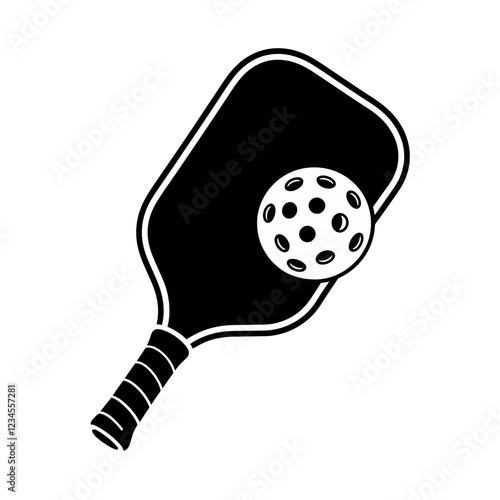 Minimalist Pickleball Paddle Design, Vector Art Silhouette