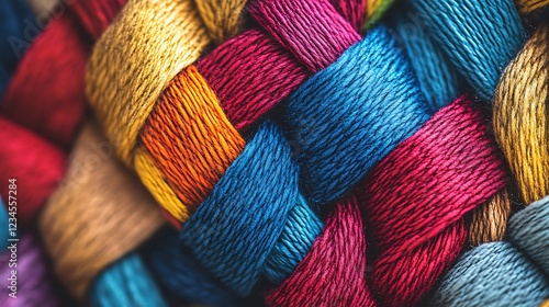 Interwoven Colorful Threads, Silk fibers woven in various colors.