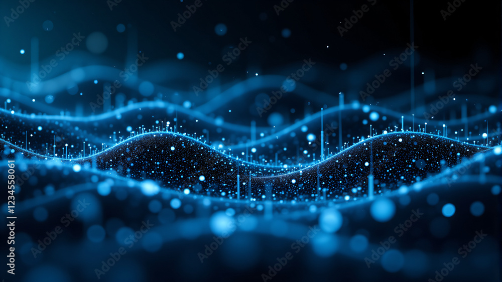 A Stunning Visual of Blue Waves and Particles A Stunning Visual of Blue Waves and Particles