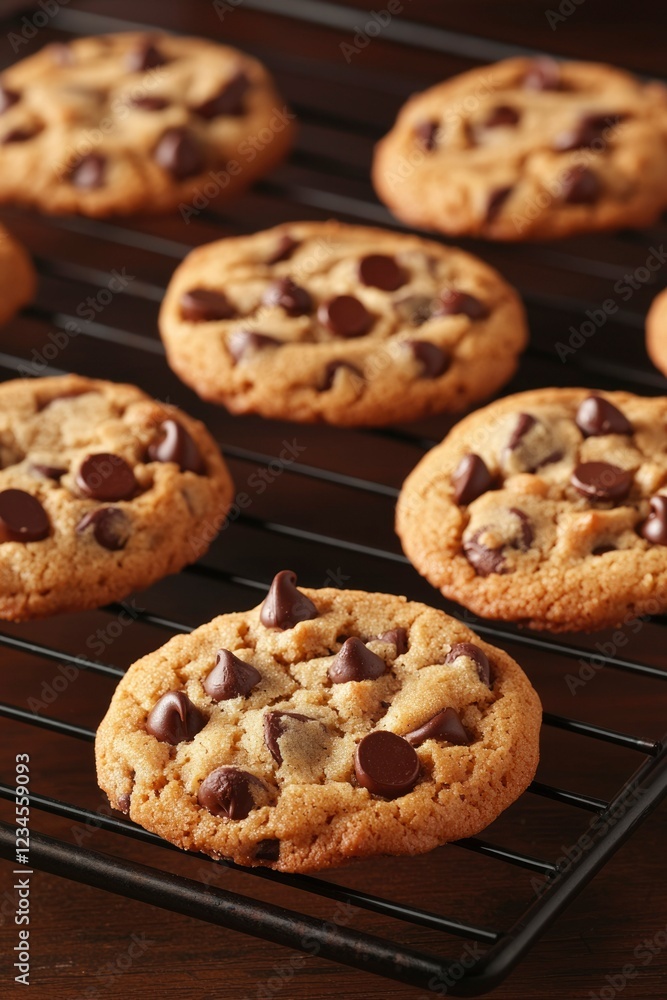 Delicious Chocolate Chip Cookies Cooling on Rack Delicious Chocolate Chip Cookies Cooling on Rack
