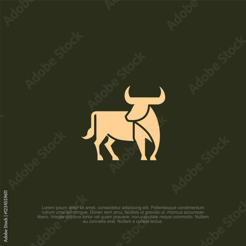 Simple cow or bull vector logo with a strong and masculine design, perfect for steakhouse restaurants, sports branding, farm logos, and energy drink products