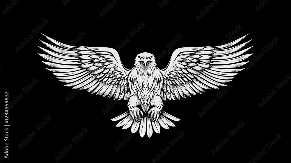 Obraz premium Majestic eagle wings spread, dark background, freedom, wildlife
