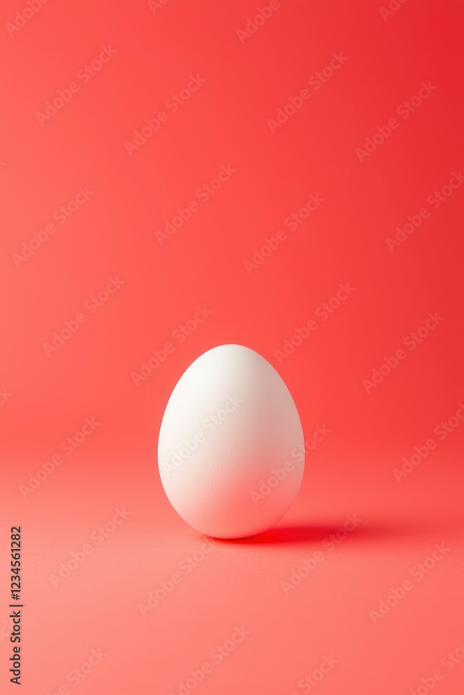 White sphere rests on a coral background White sphere rests on a coral background