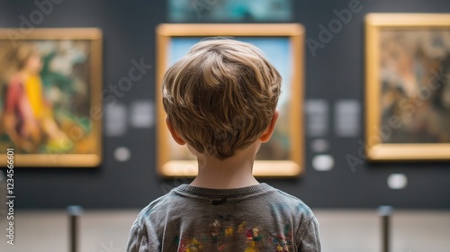 Wallpaper Mural boy looking at paintings in art gallery. Torontodigital.ca