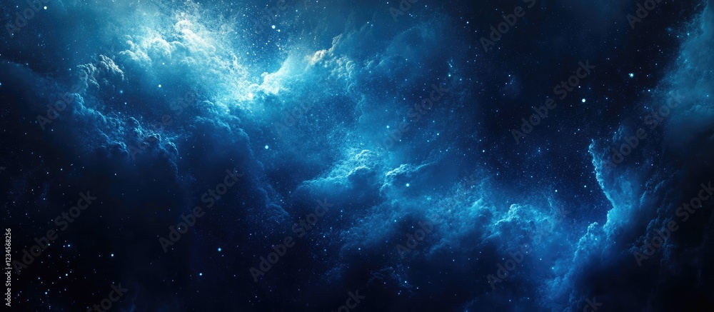 Fototapeta premium Abstract blue background with a network of dots and lines, a big data concept, and a digital technology banner