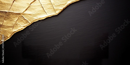 Golden Leaf on Black: Abstr...