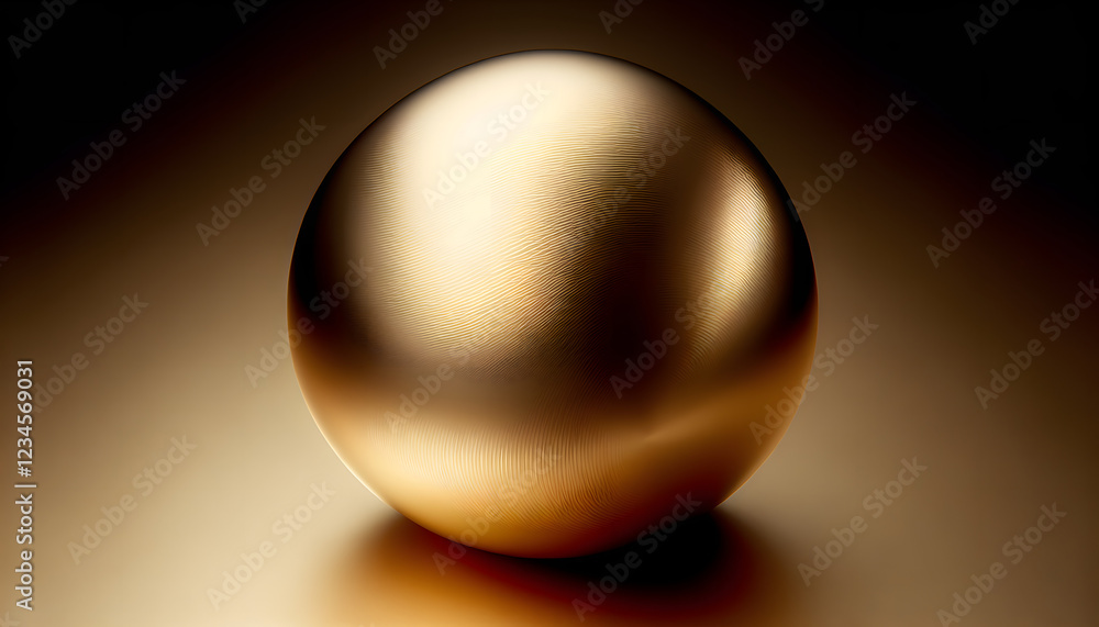 Obraz premium Golden Ball Reflecting Light on Gold Surface with Brown Background
