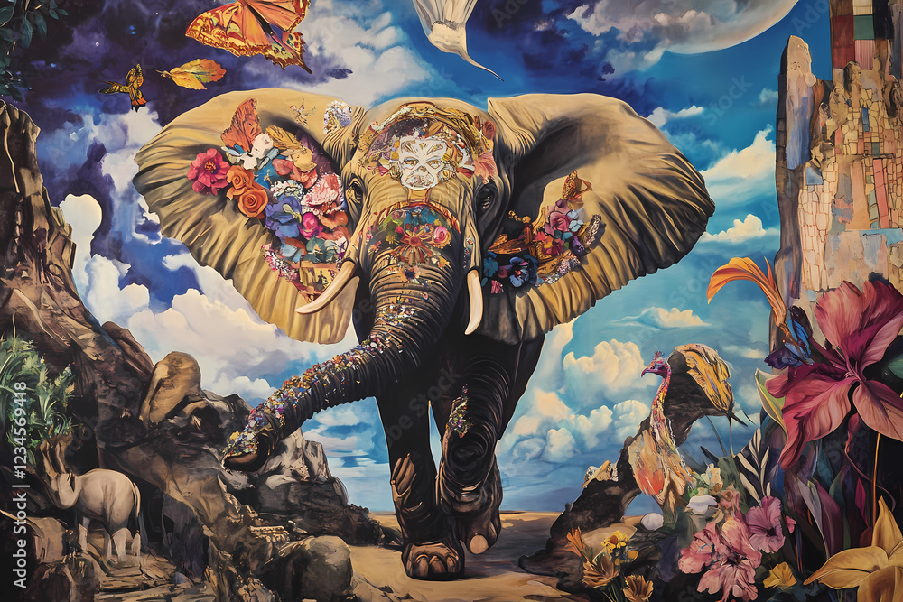 Obraz premium picture with a painted elephant