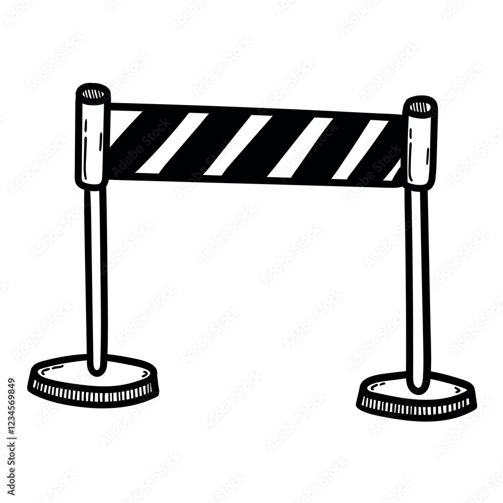 Hand drawn doodle road barrier on a white background. Hand drawn doodle road barrier on a white background.