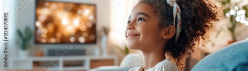 Explore dynamic distance learning with AI A student at home uses a personalized e-learning course, gamified and interactive The child is smiling while facing a screen Engaging online education from photo