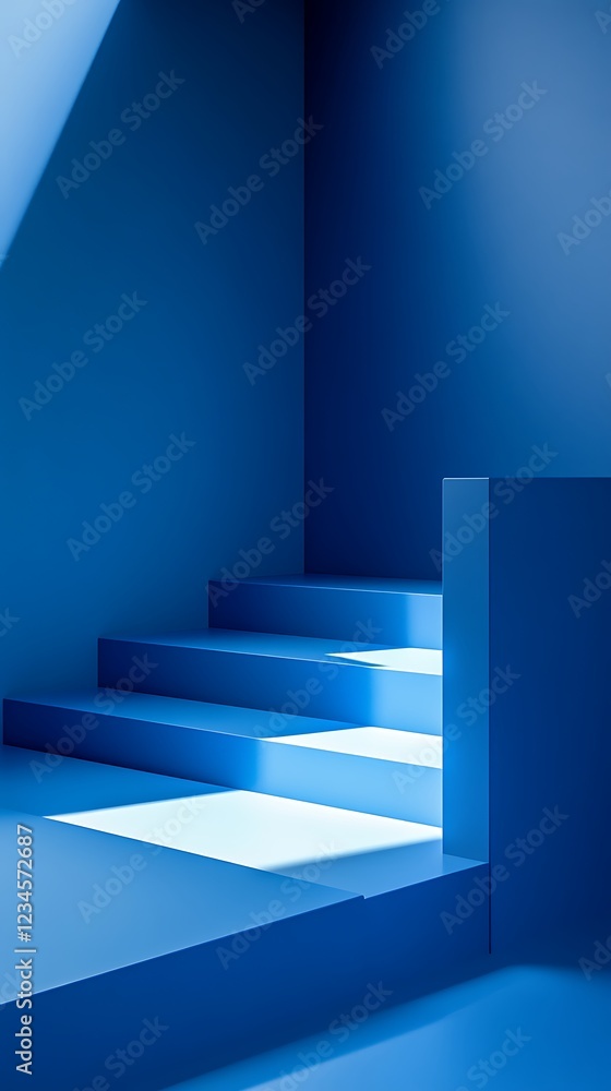 Fototapeta premium Abstract empty room with blue wall and floor