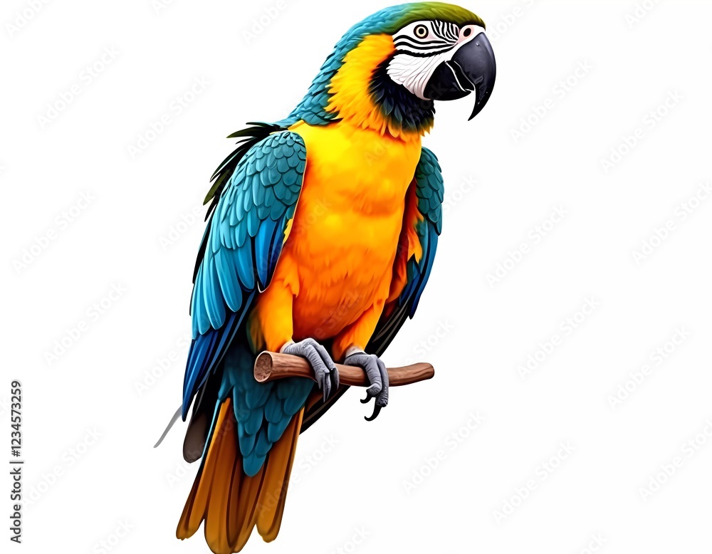 Fototapeta premium Vibrant Blue-and-gold Macaw Perched on Branch