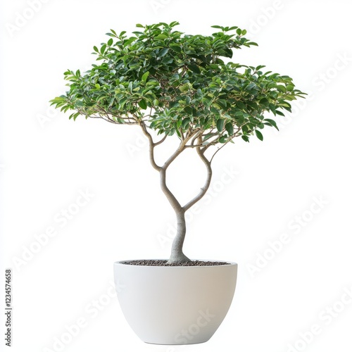 Pot thin tree isolated on white background