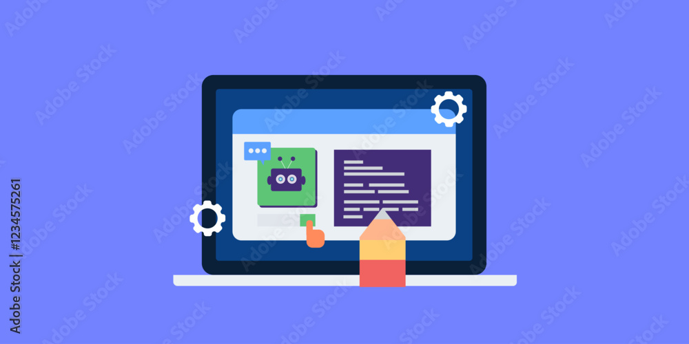 Creating content with AI automation, Virtual chatbot generates text content from prompt, conceptual vector illustration. Creating content with AI automation, Virtual chatbot generates text content from prompt, conceptual vector illustration.