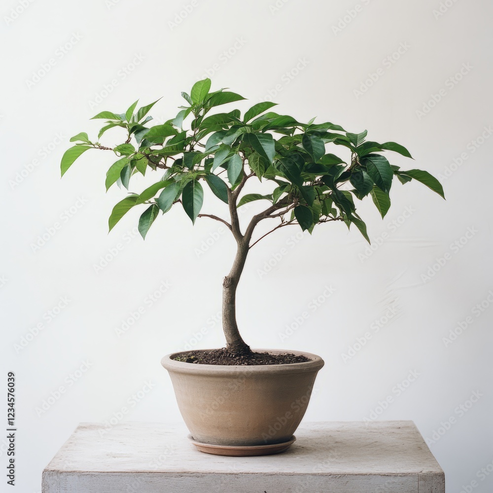 Pot thin tree isolated on white background Pot thin tree isolated on white background