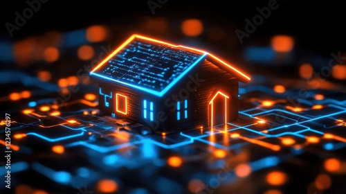 Futuristic Smart Home on Circuit Board Network photo