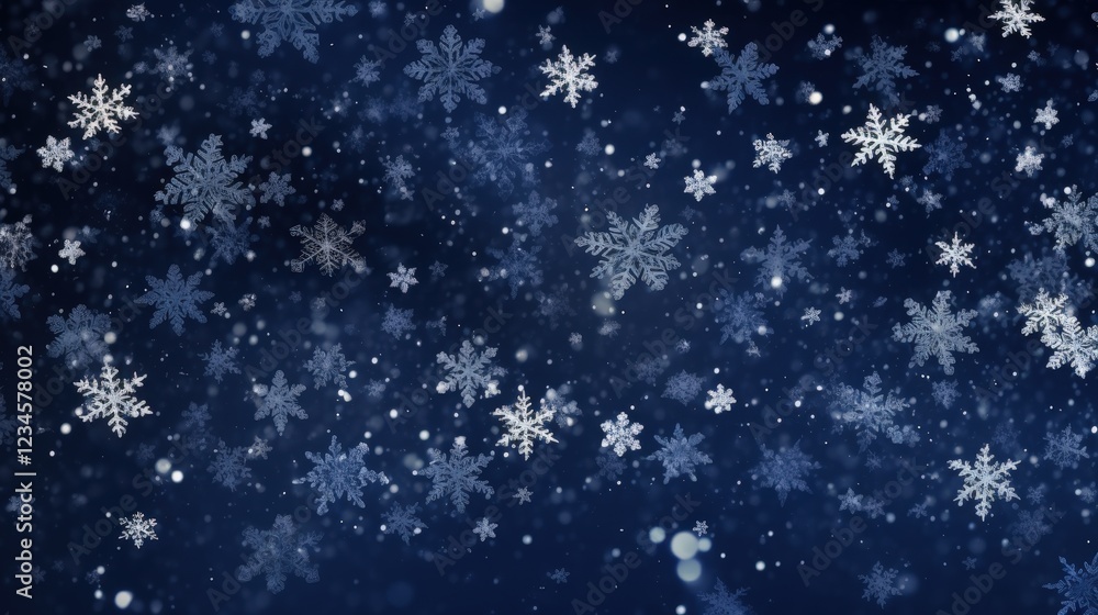 Chaotic Dance of Falling Snowflakes on Dark Blue Background Creating a Beautiful Winter Scene for Seasonal and Holiday Themes Chaotic Dance of Falling Snowflakes on Dark Blue Background Creating a Beautiful Winter Scene for Seasonal and Holiday Themes