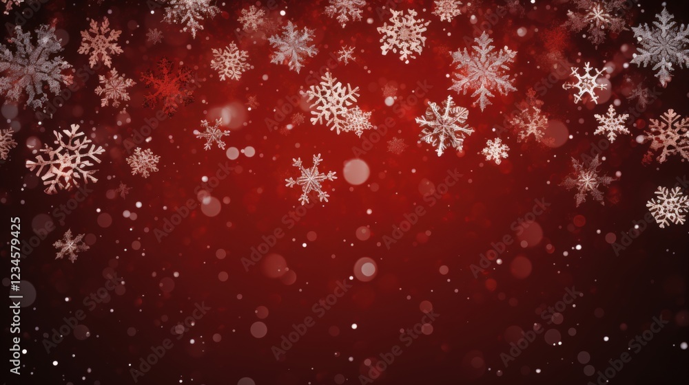 Abstract Falling Snowflakes on Dark Red Background Creating a Chaotic Yet Beautiful Winter Atmosphere for Holiday or Seasonal Use Abstract Falling Snowflakes on Dark Red Background Creating a Chaotic Yet Beautiful Winter Atmosphere for Holiday or Seasonal Use