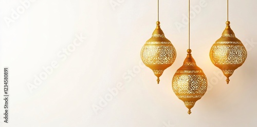 Elegant Golden Moroccan Lanterns Hanging Decor photo