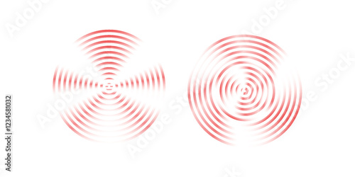 Identification process. Abstract background. Red rings sound wave and line with points in a circle. Sound wave wallpaper. Radio station signal