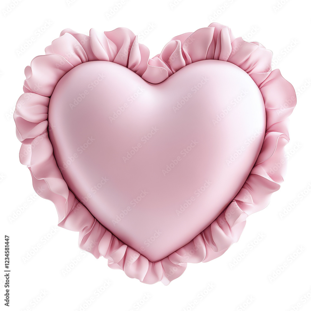 custom made wallpaper toronto digitalA plush, pink heart-shaped pillow with ruffled edges, conveying a sense of softness and affection.