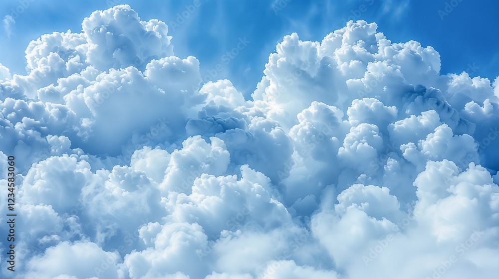 Bright Blue Sky Filled with Towering Fluffy White Clouds.. Bright Blue Sky Filled with Towering Fluffy White Clouds..