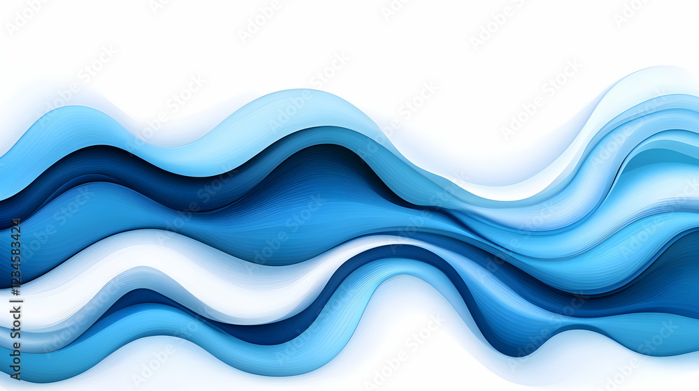 Abstract blue wave design, fluid motion, white background, website banner Abstract blue wave design, fluid motion, white background, website banner