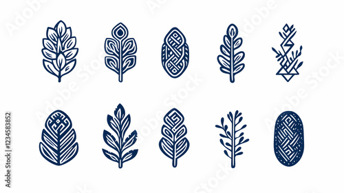 Abstract floral patterns, design elements, white background, graphic design resource