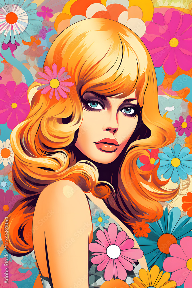 illustrated pop art 60s flower power flower illustration illustrated pop art 60s flower power flower illustration