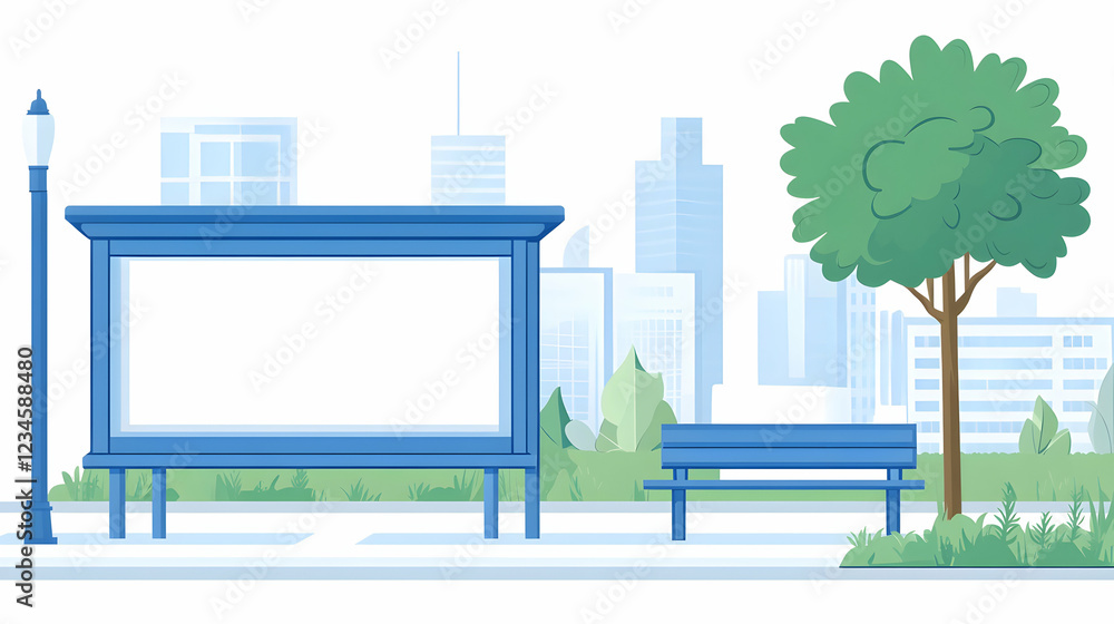 Naklejka premium Blank billboard city park bench ad space