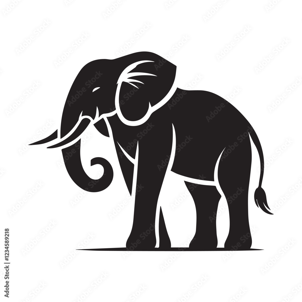 Powerful Elephant Head Silhouette Design Powerful Elephant Head Silhouette Design