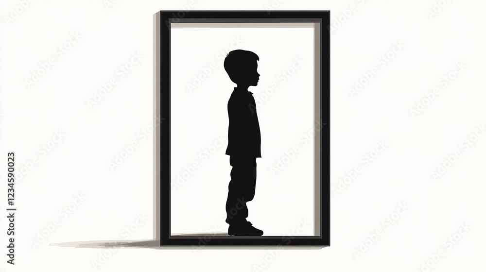 Fototapeta premium Professional Silhouette of Boy Child Vector Illustration Isolated on White Background