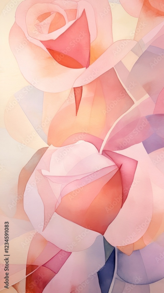 Fototapeta premium Roses abstract painting pattern.