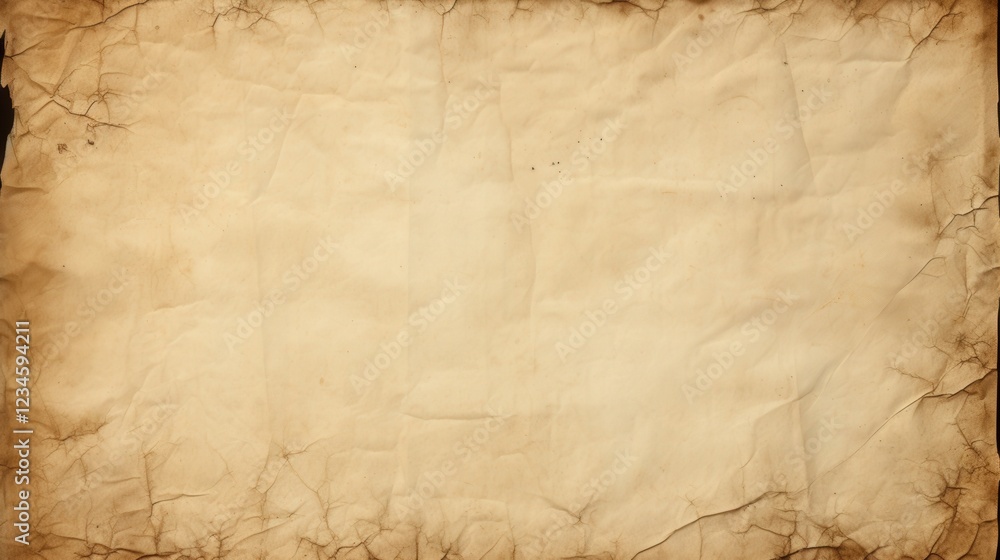 Obraz premium Grunge Texture of Empty Creased Paper with Torn Edges and Natural Aging Characteristics Suitable for Various Creative Projects