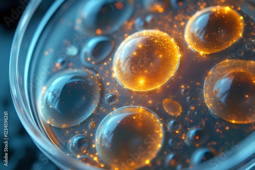 Close up of in vitro fertilization in a petri dish with copy space photo