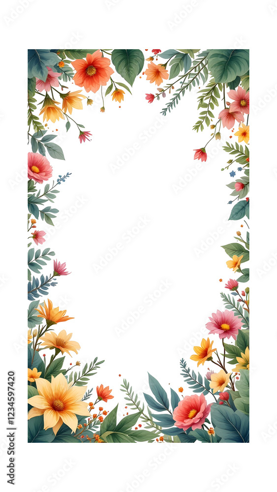 Fototapeta premium Floral border png transparent background