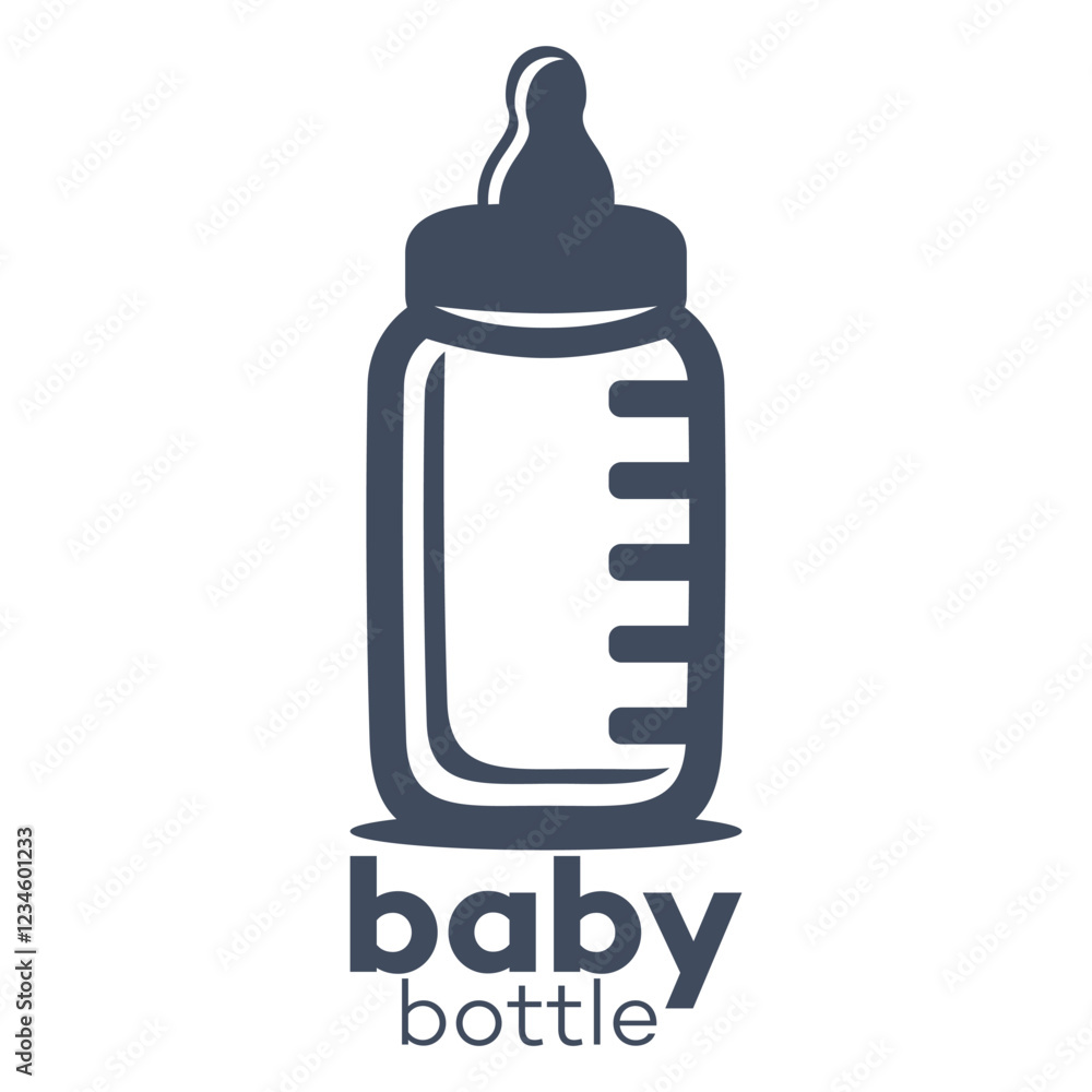 Baby food, bottle logo. Vector illustration Baby food, bottle logo. Vector illustration