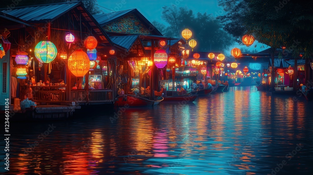 Obraz premium Thai Tradition, Iconic, Pop Art style, Thai street food vendors, Tradition Thai fighter, street food