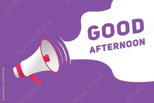Good afternoon banner modern sign Vector speech bubble icon design. Web element or tag with megaphone.