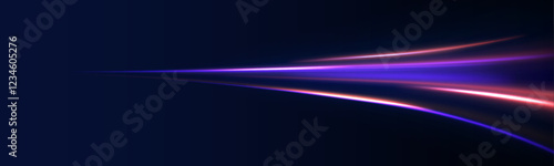 City road car light trails motion background. Electric car and city concept Hitech communication concept innovation background. Expressway, car headlight effect. Speed connection vector background.