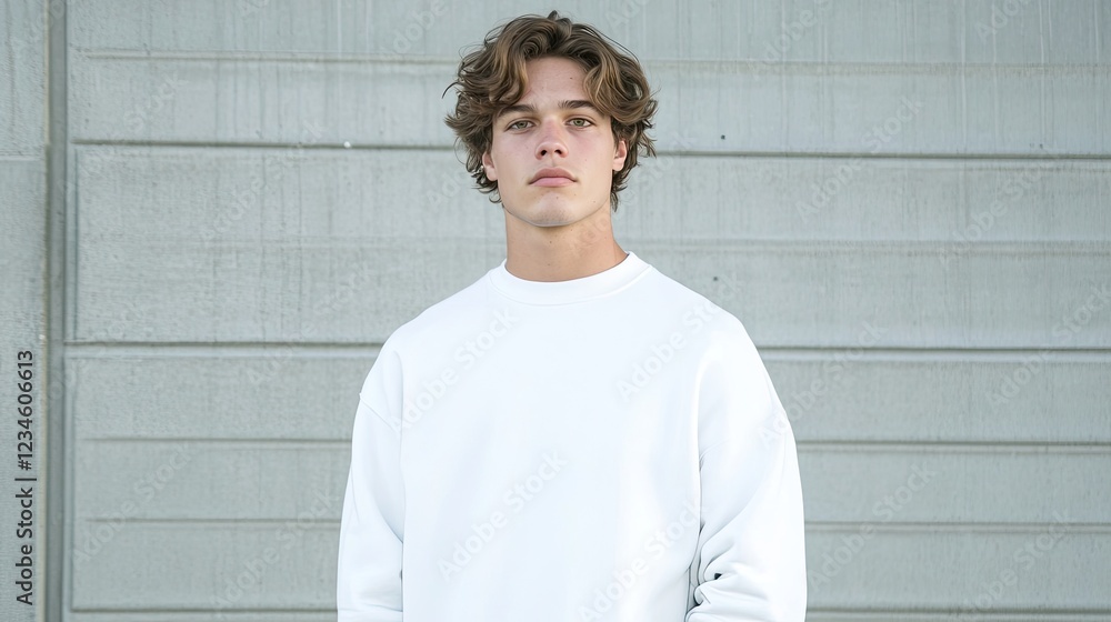 Obraz premium Portrait of a young man urban setting photography casual environment direct view youthful expression