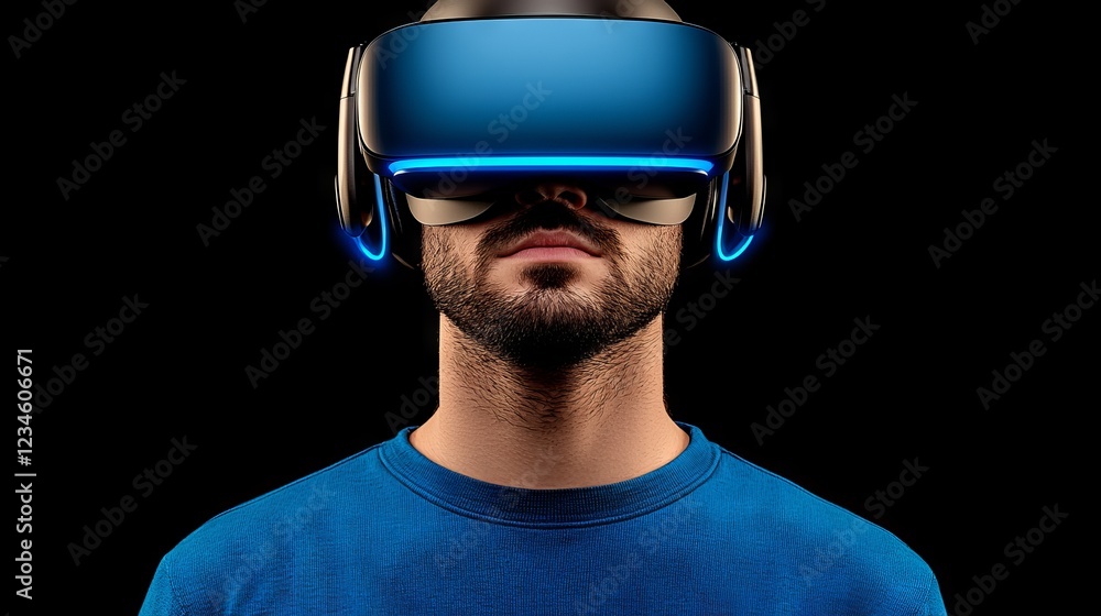 Immersive Virtual Reality Experience Home Setting Digital Art Modern Technology Close Up Exploration of Virtual Worlds