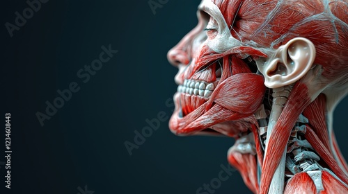 Detailed anatomical model of the human head and neck for educational purposes and medical study