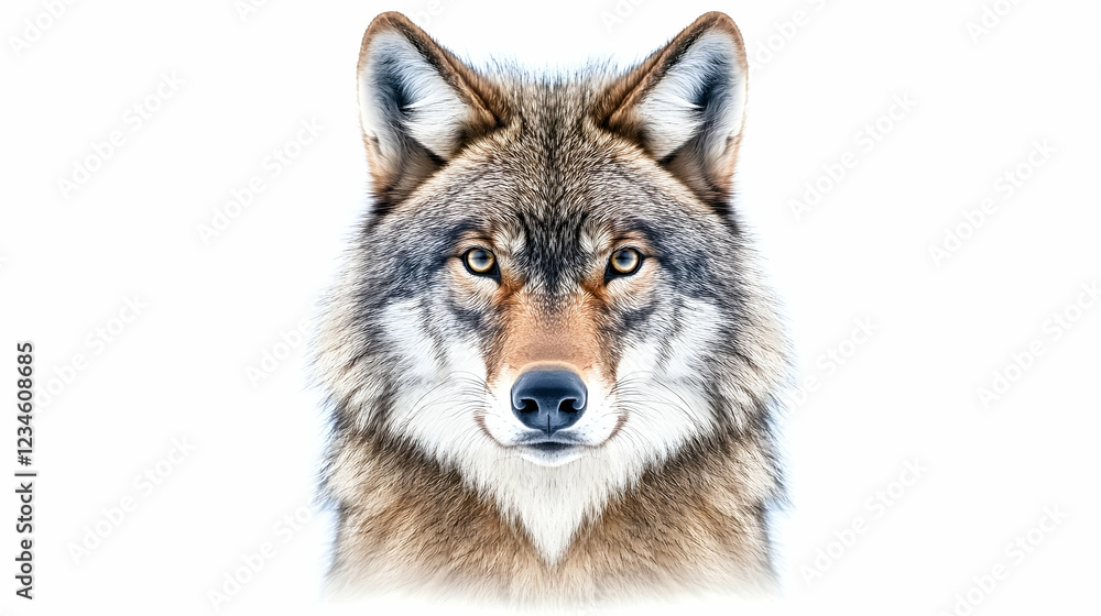 Fototapeta premium Gray wolf portrait, winter scene, wildlife, nature, for educational or wildlife conservation use