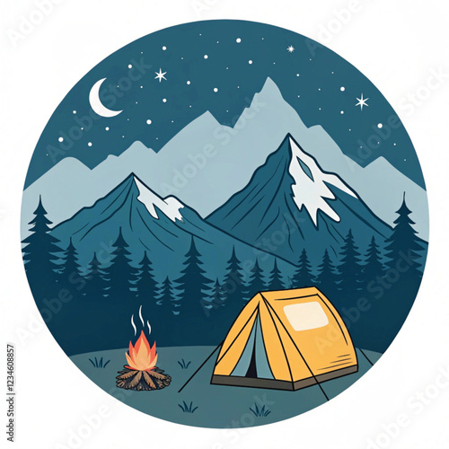 Camping night illustration