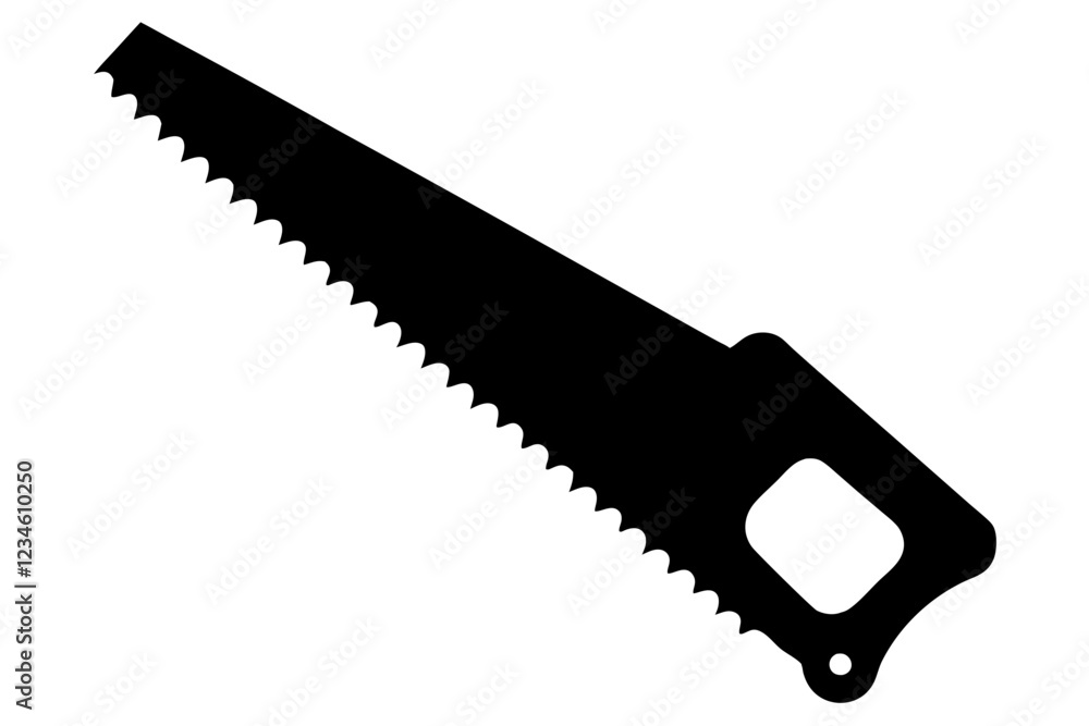 Handsaw icon, Hand saw silhouette vector, Hand saw black symbol vector illustration. Handsaw icon, Hand saw silhouette vector, Hand saw black symbol vector illustration.