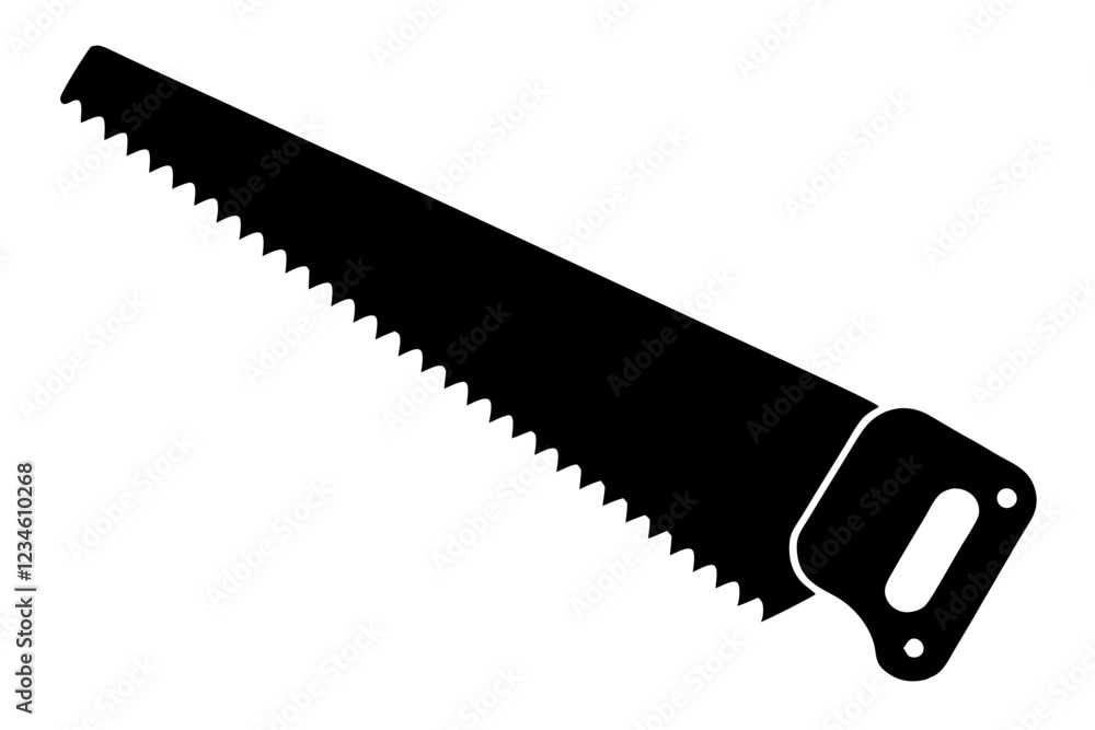 Handsaw icon, Hand saw silhouette vector, Hand saw black symbol vector illustration. Handsaw icon, Hand saw silhouette vector, Hand saw black symbol vector illustration.
