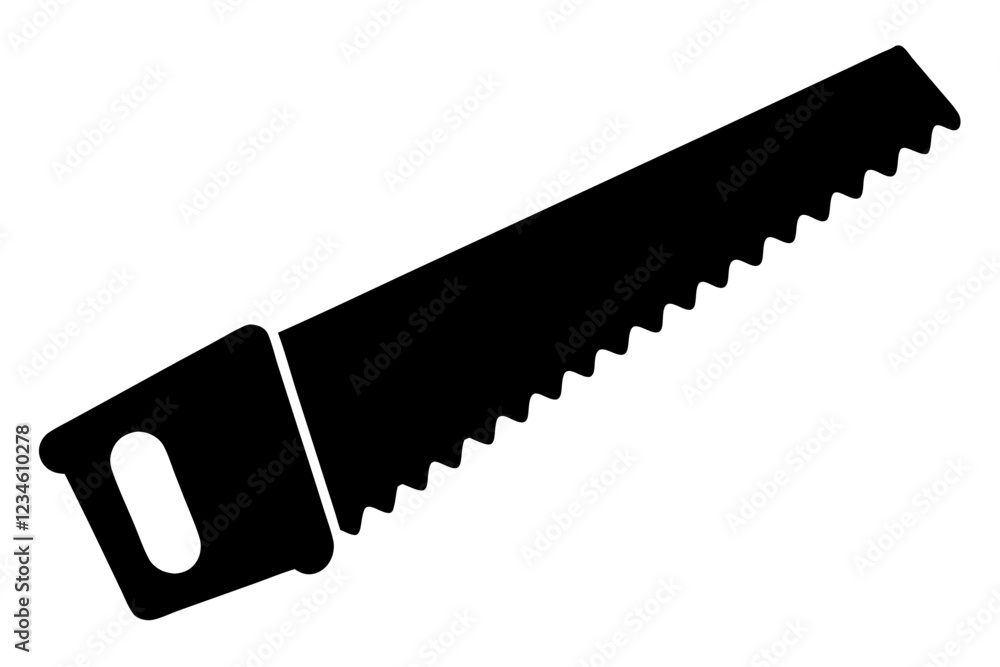 Handsaw icon, Hand saw silhouette vector, Hand saw black symbol vector illustration. Handsaw icon, Hand saw silhouette vector, Hand saw black symbol vector illustration.